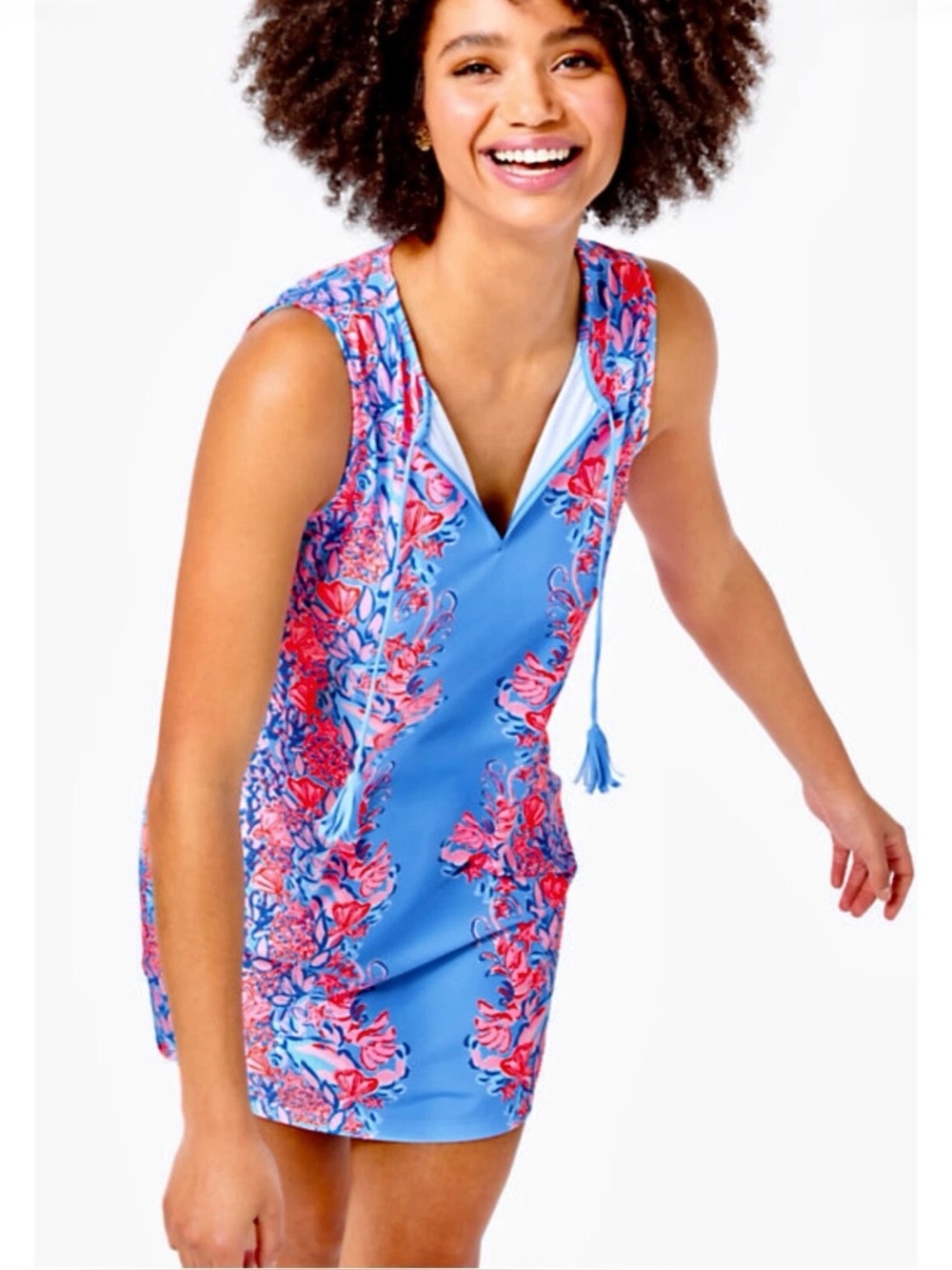 Lilly Pulitzer NWT Johana Cover-Up Blue Peri Shrimply The Best Size L